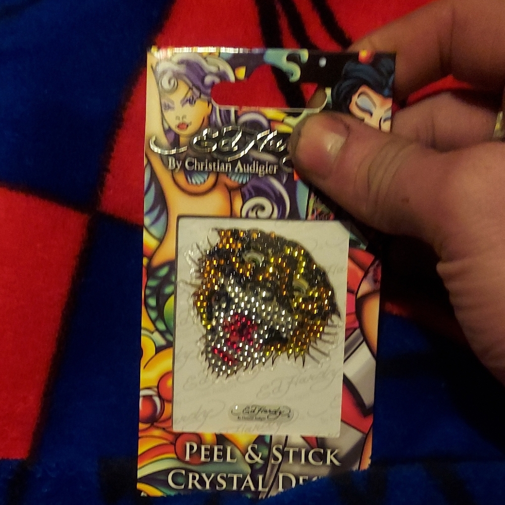 Y2k Grail Blinged Big Cat Crystal Tiger Peel And Stick By Ed Hardy. Dead Stock